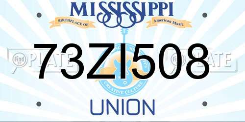 73ZI508 Mississippi License Plate