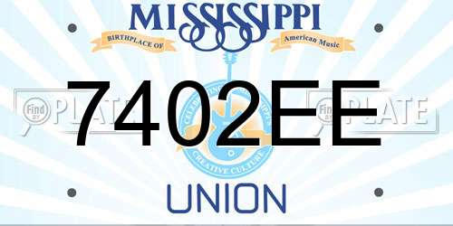 7402EE Mississippi License Plate