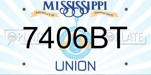 7406BT Mississippi License Plate