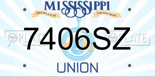 7406SZ Mississippi License Plate