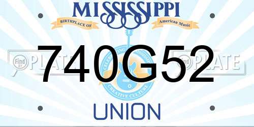 740G52 Mississippi License Plate