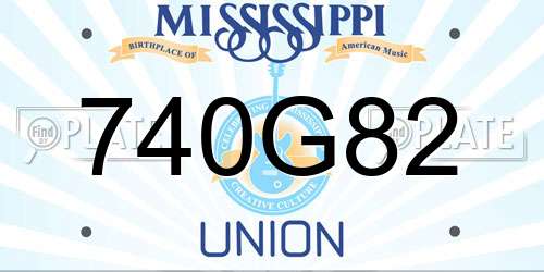 740G82 Mississippi License Plate