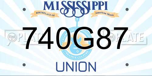 740G87 Mississippi License Plate