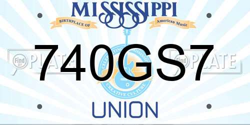 740GS7 Mississippi License Plate
