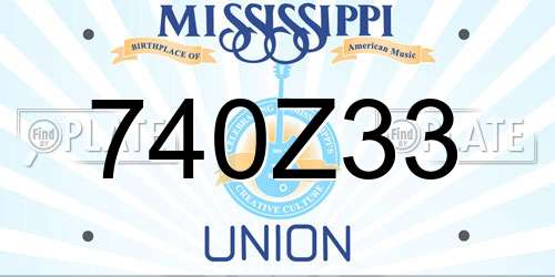 740Z33 Mississippi License Plate