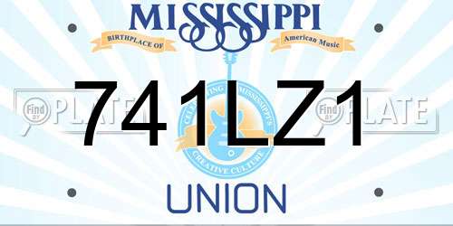 741LZ1 Mississippi License Plate