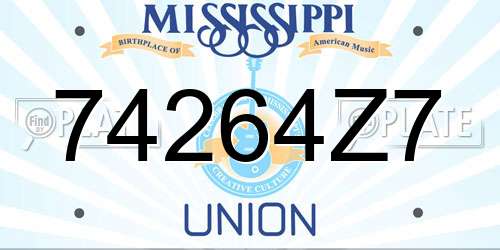 74264Z7 Mississippi License Plate