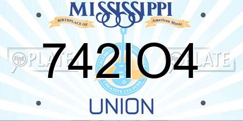 742IO4 Mississippi License Plate