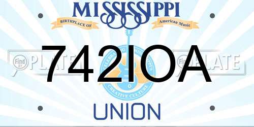 742IOA Mississippi License Plate