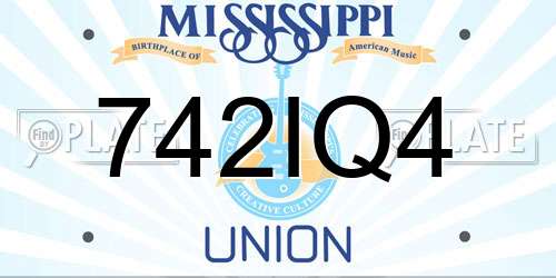 742IQ4 Mississippi License Plate