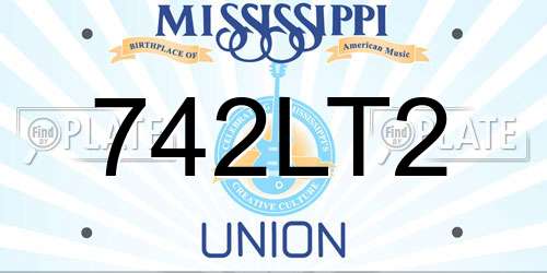 742LT2 Mississippi License Plate