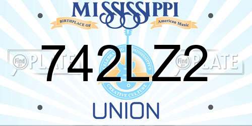 742LZ2 Mississippi License Plate
