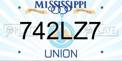 742LZ7 Mississippi License Plate