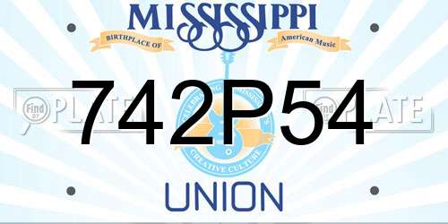 742P54 Mississippi License Plate