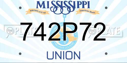 742P72 Mississippi License Plate