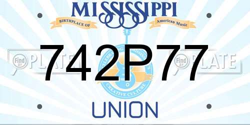 742P77 Mississippi License Plate