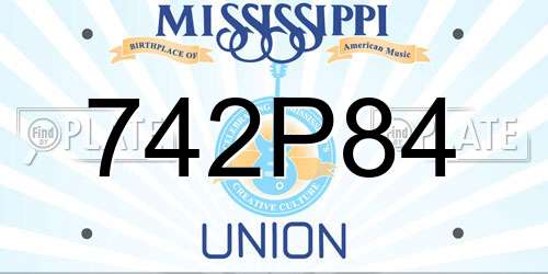 742P84 Mississippi License Plate