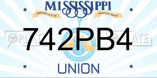 742PB4 Mississippi License Plate