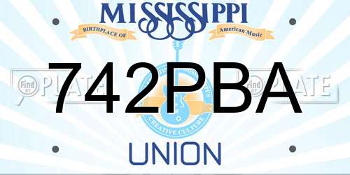 742PBA Mississippi License Plate