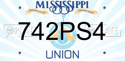 742PS4 Mississippi License Plate
