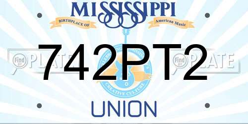 742PT2 Mississippi License Plate