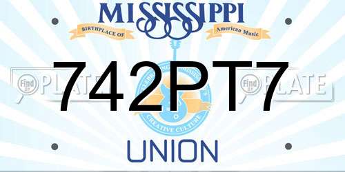 742PT7 Mississippi License Plate