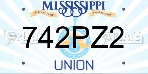 742PZ2 Mississippi License Plate