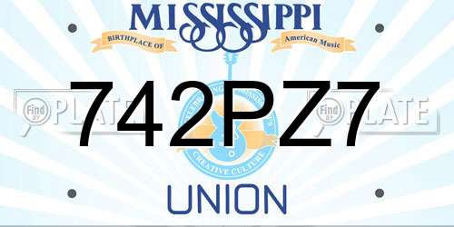 742PZ7 Mississippi License Plate