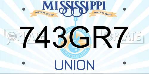 743GR7 Mississippi License Plate