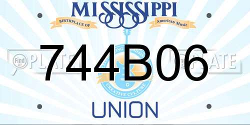 744B06 Mississippi License Plate