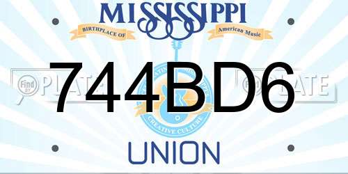 744BD6 Mississippi License Plate