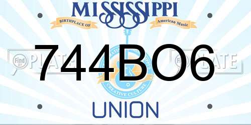 744BO6 Mississippi License Plate