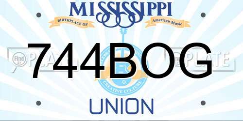 744BOG Mississippi License Plate