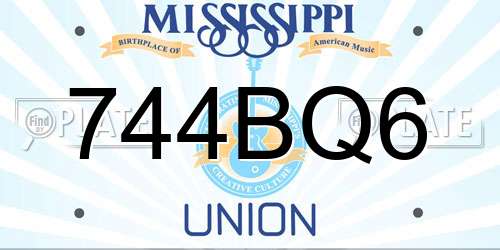 744BQ6 Mississippi License Plate