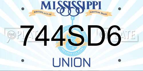 744SD6 Mississippi License Plate