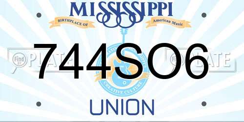 744SO6 Mississippi License Plate