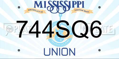 744SQ6 Mississippi License Plate