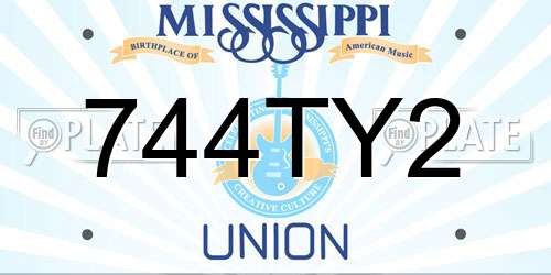 744TY2 Mississippi License Plate
