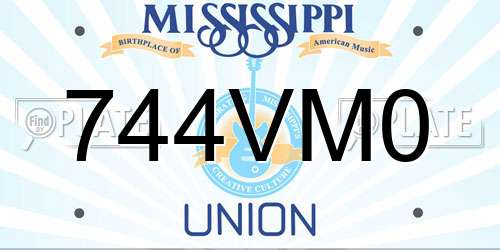 744VM0 Mississippi License Plate