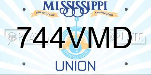 744VMD Mississippi License Plate