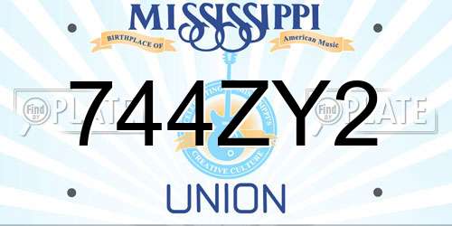 744ZY2 Mississippi License Plate