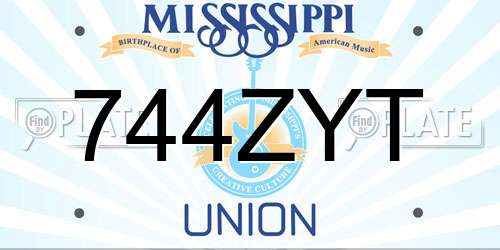 744ZYT Mississippi License Plate