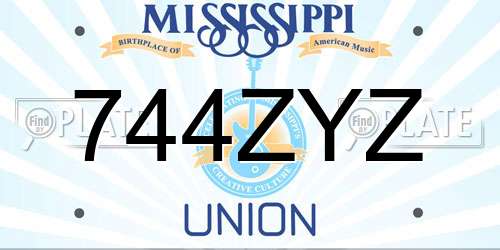 744ZYZ Mississippi License Plate