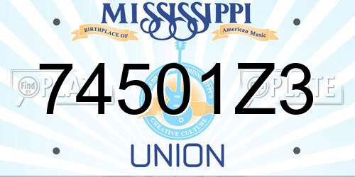74501Z3 Mississippi License Plate