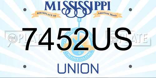 7452US Mississippi License Plate