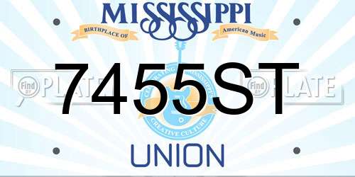 7455ST Mississippi License Plate