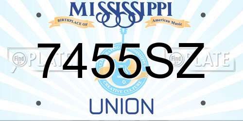 7455SZ Mississippi License Plate