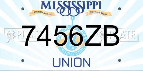7456ZB Mississippi License Plate