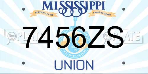 7456ZS Mississippi License Plate