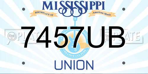 7457UB Mississippi License Plate